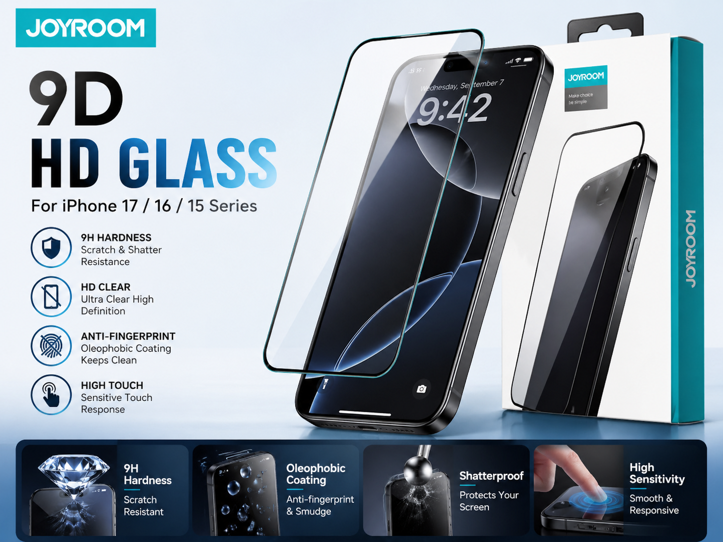 Tempered Glass Screen Protector for iPhone 17/16/15/14/13/12