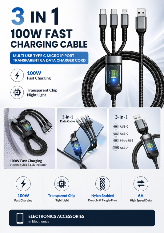 3-in-1 100W Fast Charging Cable