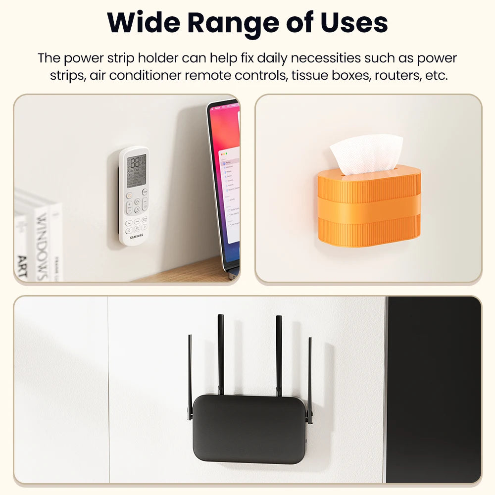 Self-Adhesive Power Socket Strip Holder – No-Drill Wall Mount for Kitchen, Home & Office