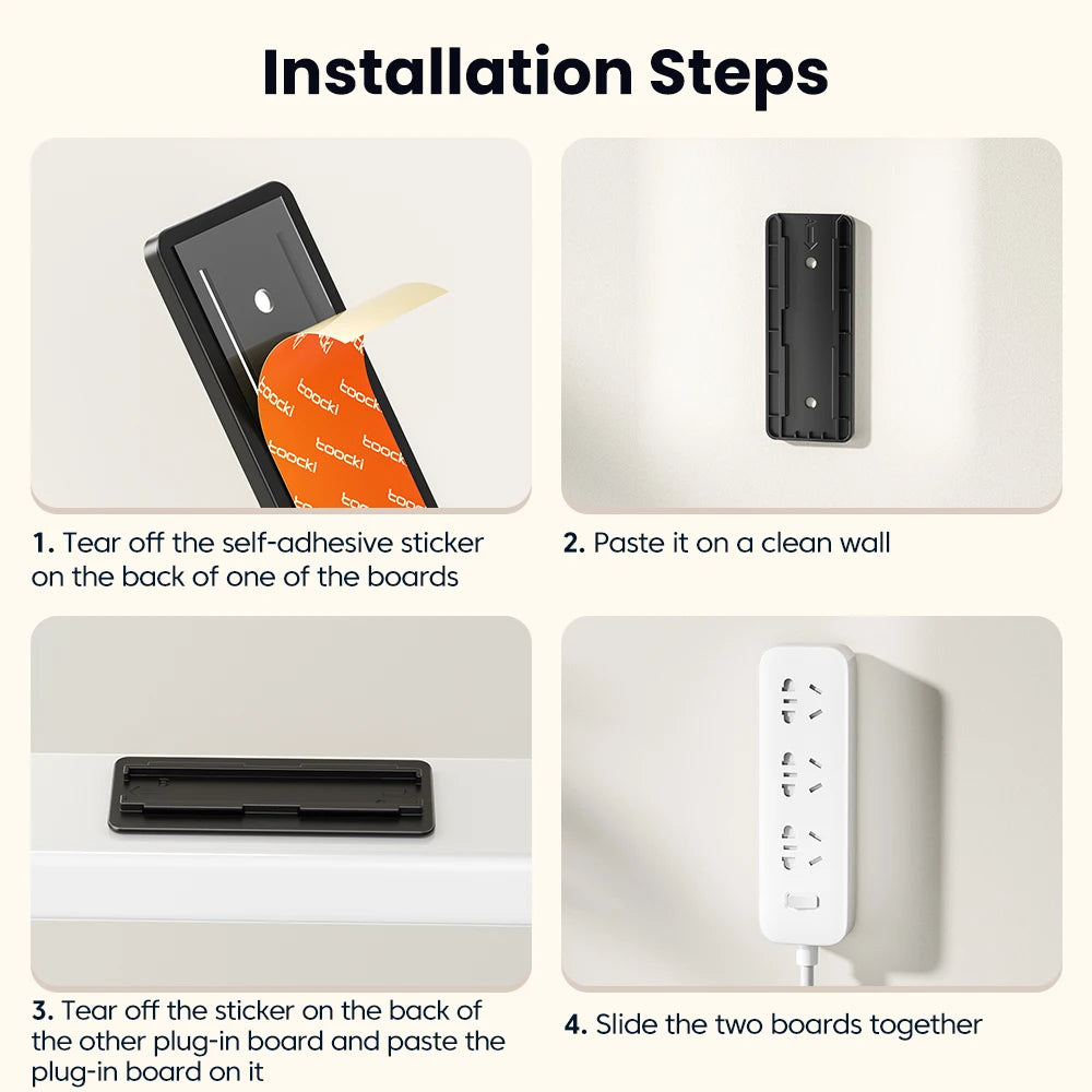 Self-Adhesive Power Socket Strip Holder – No-Drill Wall Mount for Kitchen, Home & Office