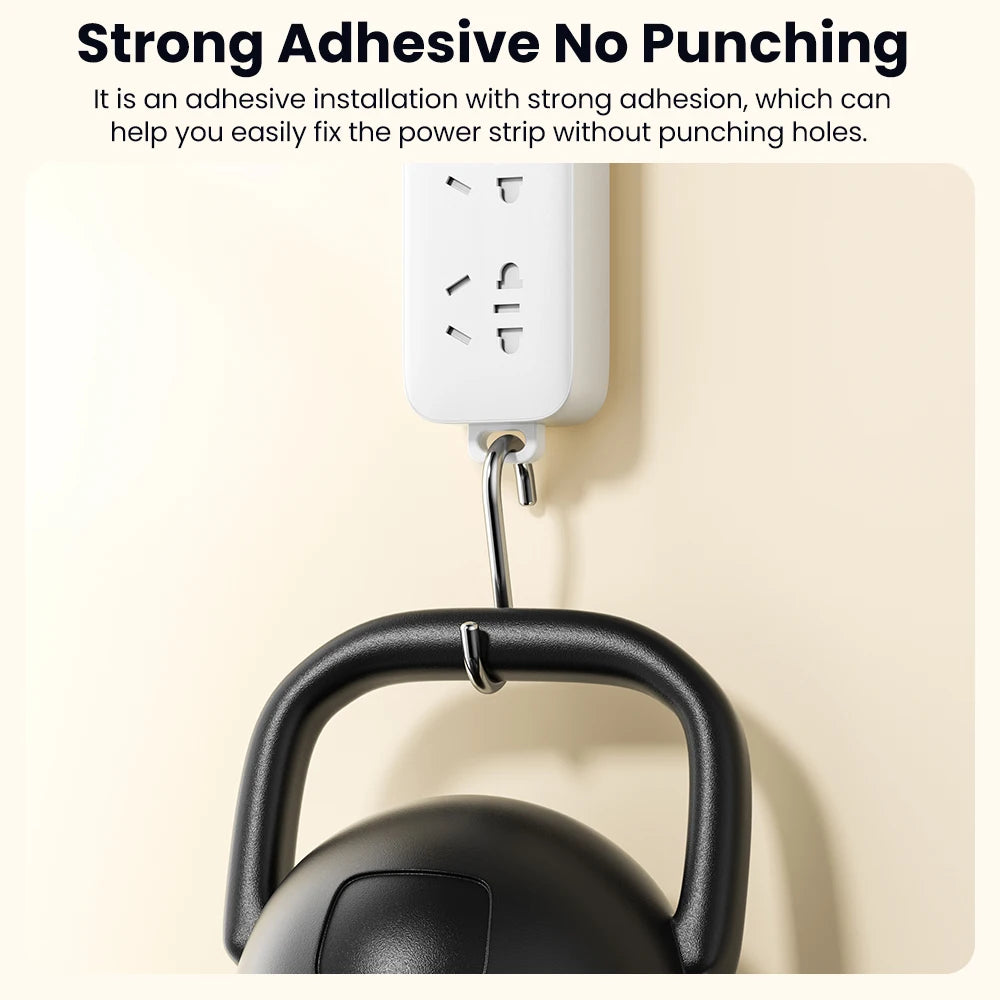 Self-Adhesive Power Socket Strip Holder – No-Drill Wall Mount for Kitchen, Home & Office