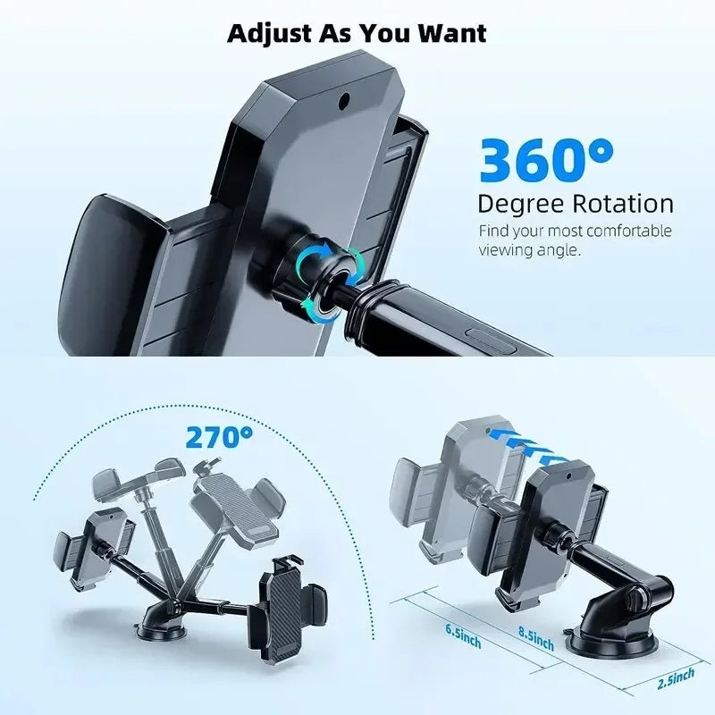 360° Rotatable Car Phone Holder – Windshield & Air Vent Mount
