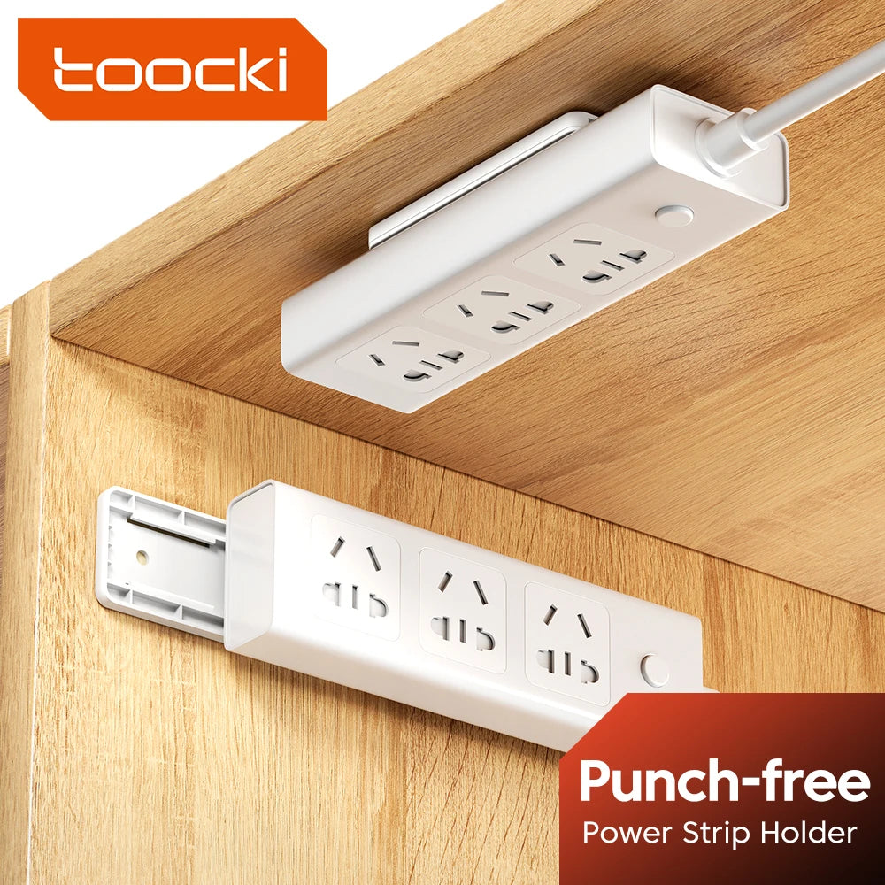 Self-Adhesive Power Socket Strip Holder – No-Drill Wall Mount for Kitchen, Home & Office